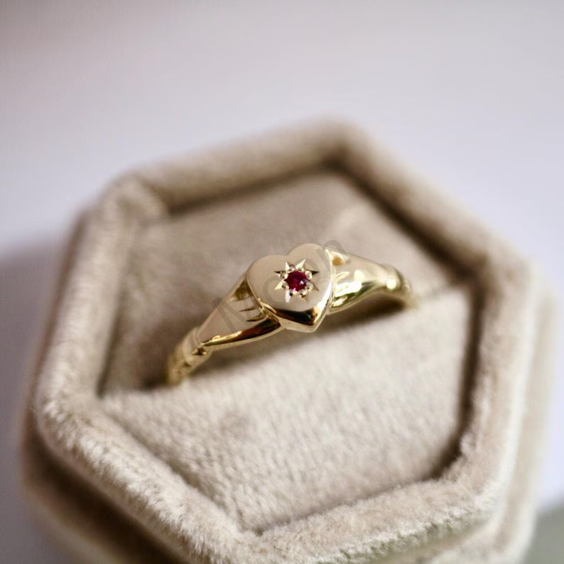 14K Gold Claddagh Ring, Tiny Celtic Irish Ring With Box
