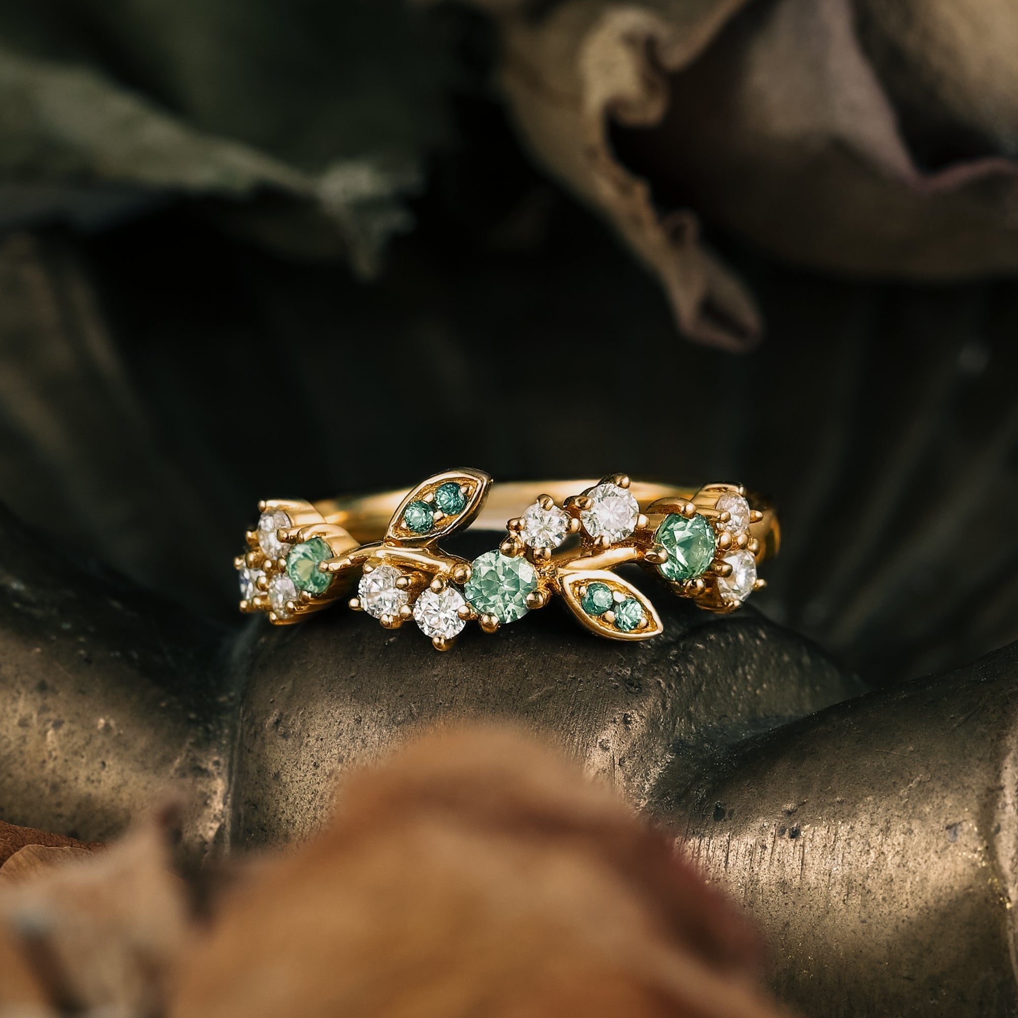 Nature Inspired Leaf Rings