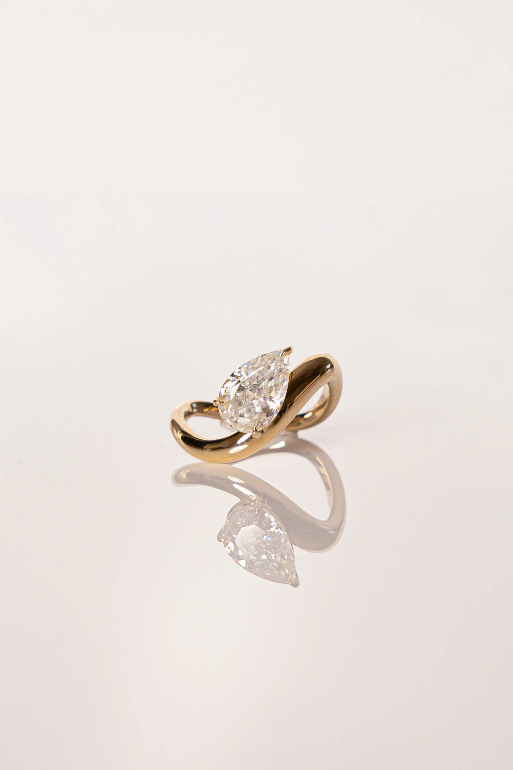 Teardrop Moissanite Solitaire Engagement Ring
