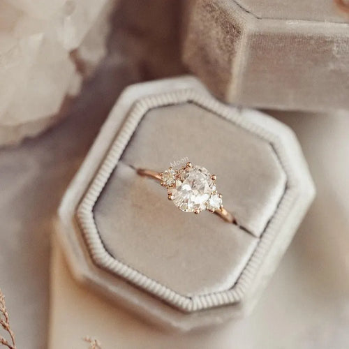 1.5 CT Oval Cut Moissanite Engagement Ring