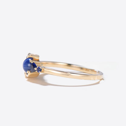 Crescent Moon Star Sapphire Ring Side View