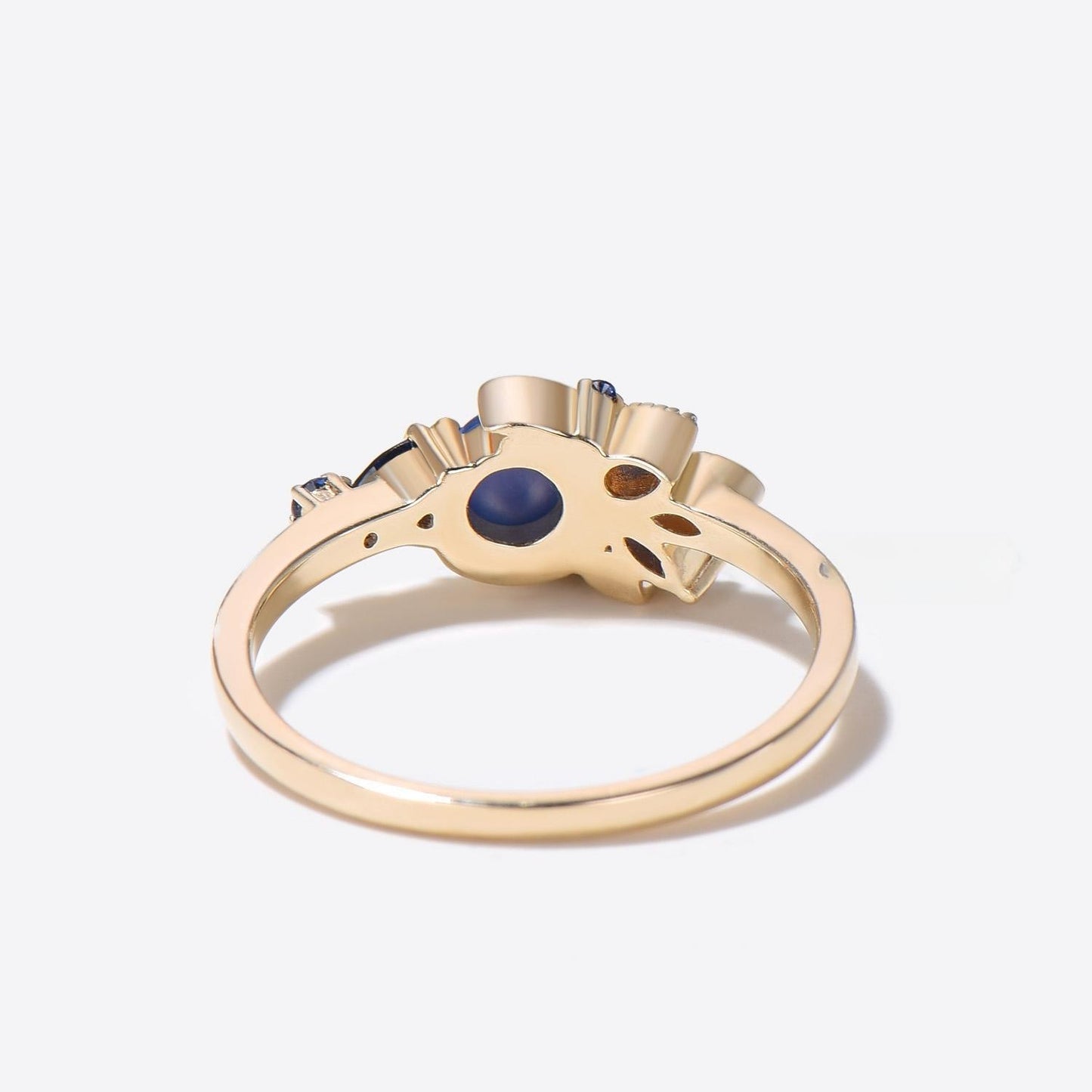 Crescent Moon Star Sapphire Ring Back Side