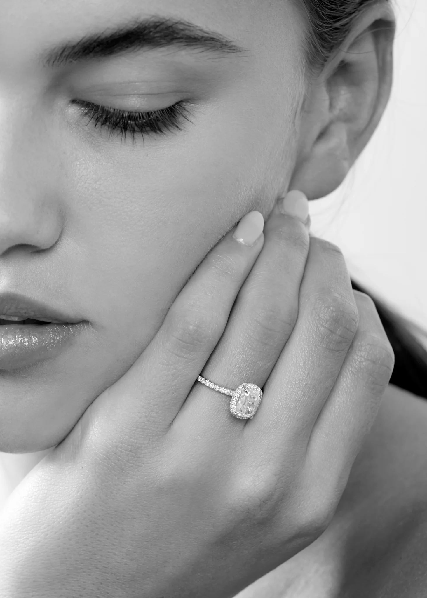 Cushion Halo Moissanite Engagement Ring