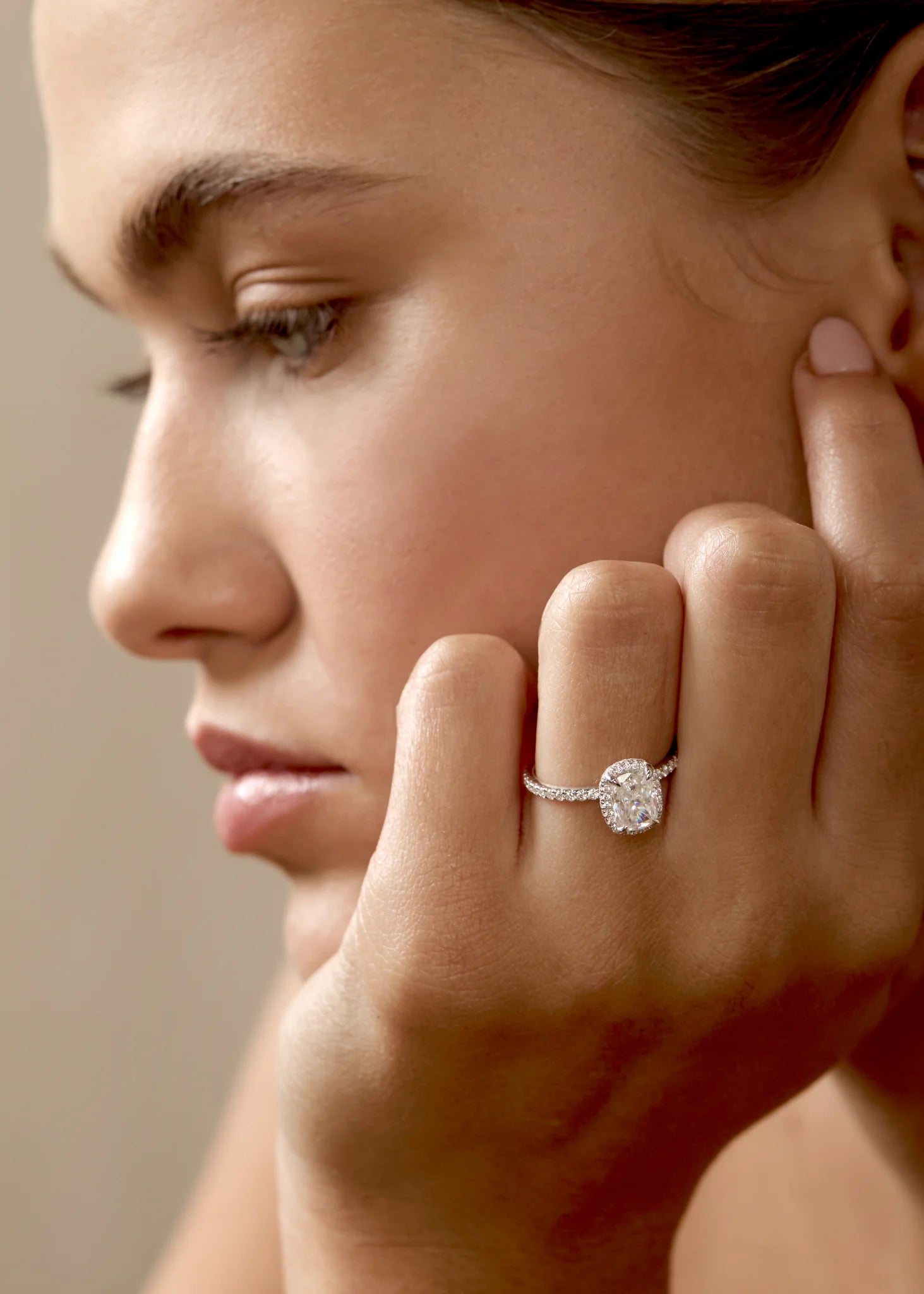 Cushion Halo Moissanite Engagement Ring