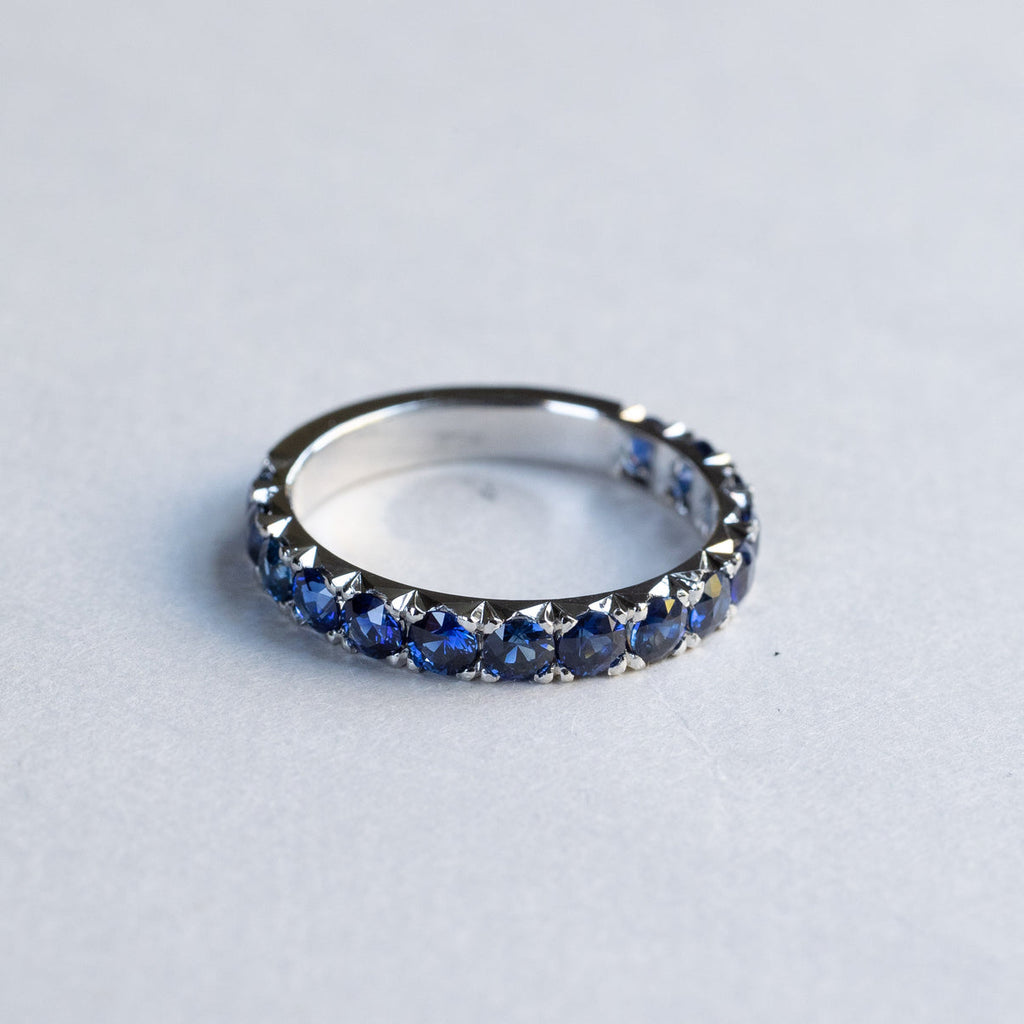 Blue Sapphire Eternity Wedding Band