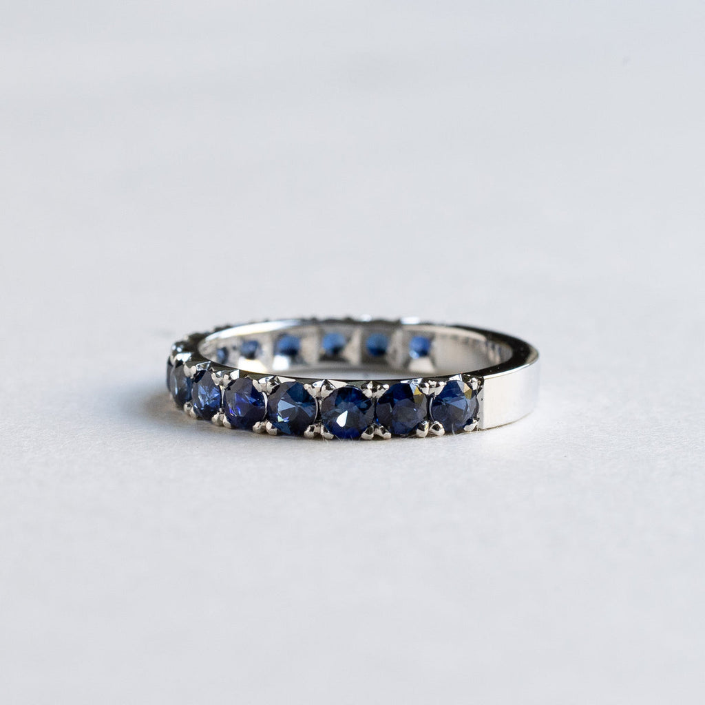 Blue Sapphire Eternity Wedding Band