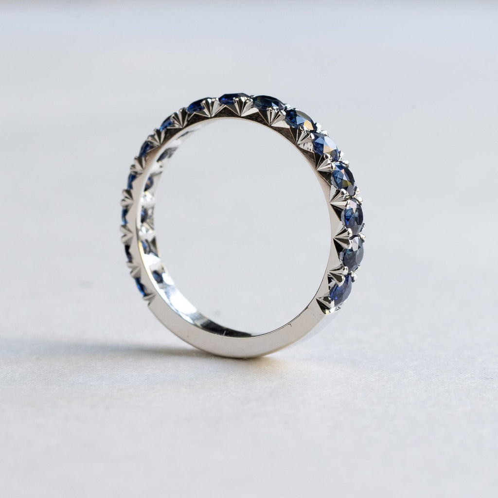 Blue Sapphire Eternity Wedding Band