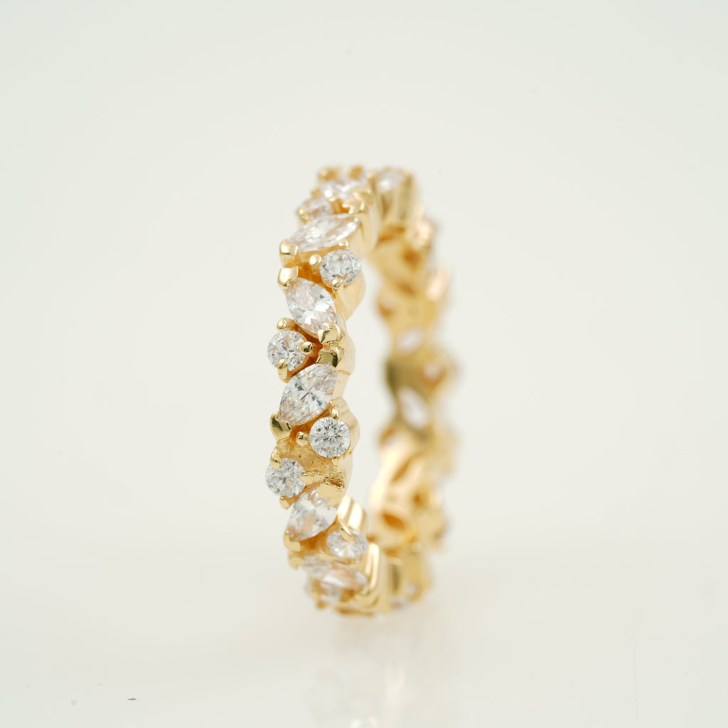 Multi Stone Ring, Marquise Diamond Wedding Band Vertical Angle