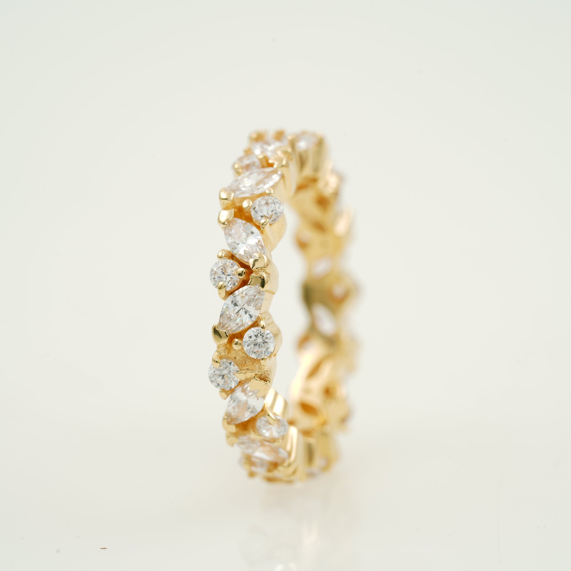 Multi Stone Ring, Marquise Diamond Wedding Band Vertical Angle