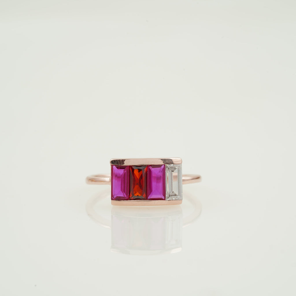 Multitone Birthstone Ring - Box Shape Ring Main
