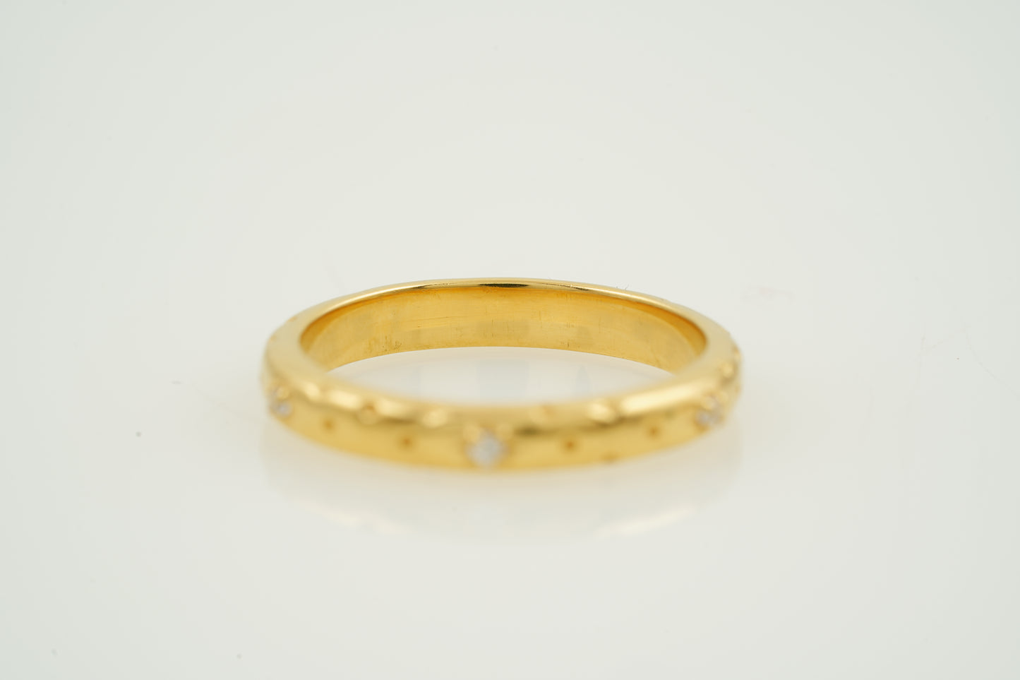 14K Yellow Gold Star Moissanite Wedding Band Back Side