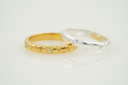 14K Yellow Gold Star Moissanite Wedding Band Main