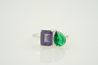 Toi Et Moi Double Stone 925 Sterling Silver Ring Main
