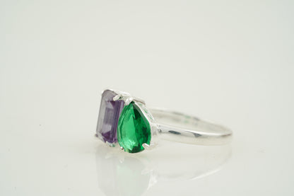 Toi Et Moi Double Stone 925 Sterling Silver Ring Side View