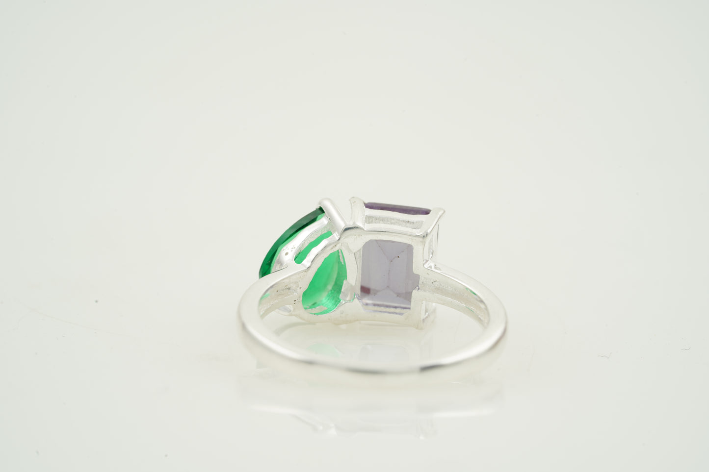 Toi Et Moi Double Stone 925 Sterling Silver Ring Back Side