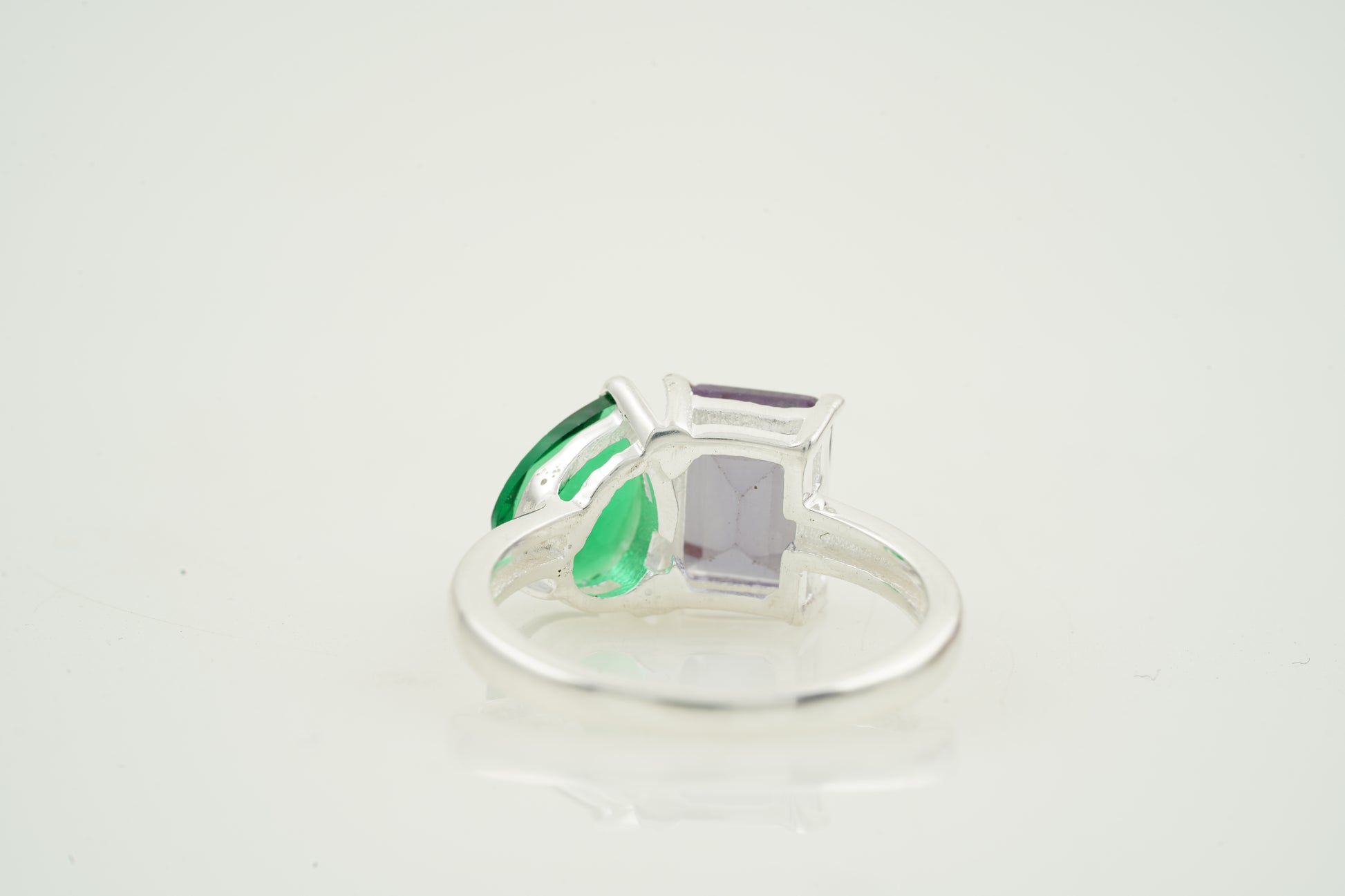 Toi Et Moi Double Stone 925 Sterling Silver Ring Back Side