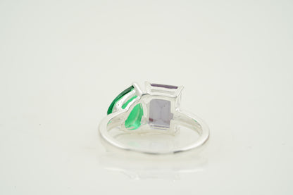 Toi Et Moi Double Stone 925 Sterling Silver Ring Back Side