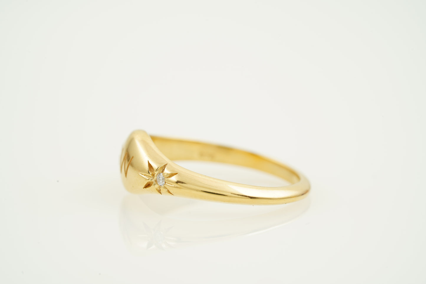 Custom Initial Signet Personalized Vintage Gothic Ring SIde View