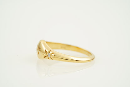 Custom Initial Signet Personalized Vintage Gothic Ring SIde View