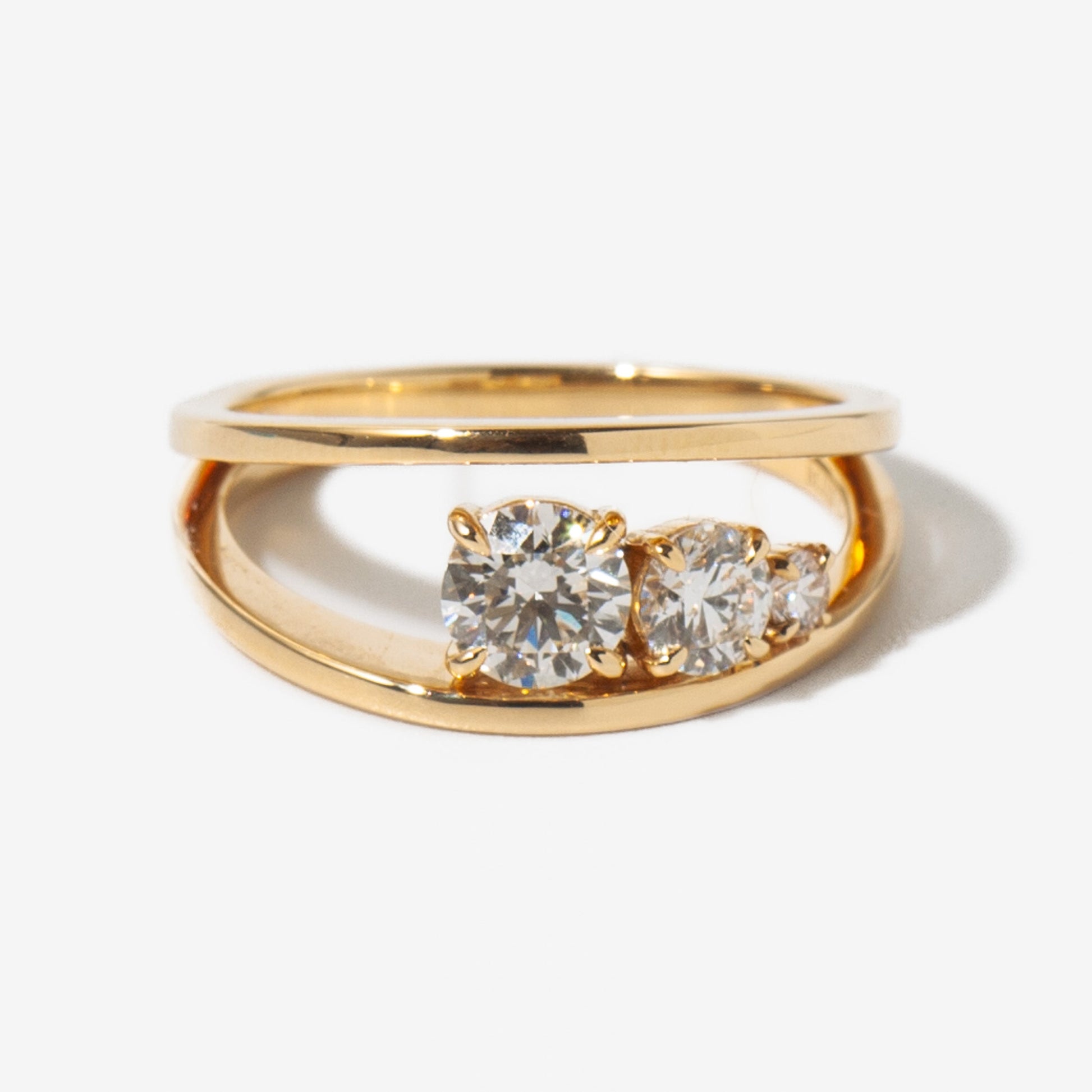 Moissanite Three Stone Unique Ring Main