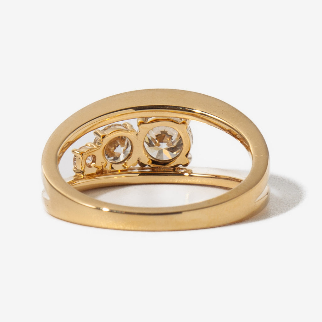 Moissanite Three Stone Unique Ring Back SIde