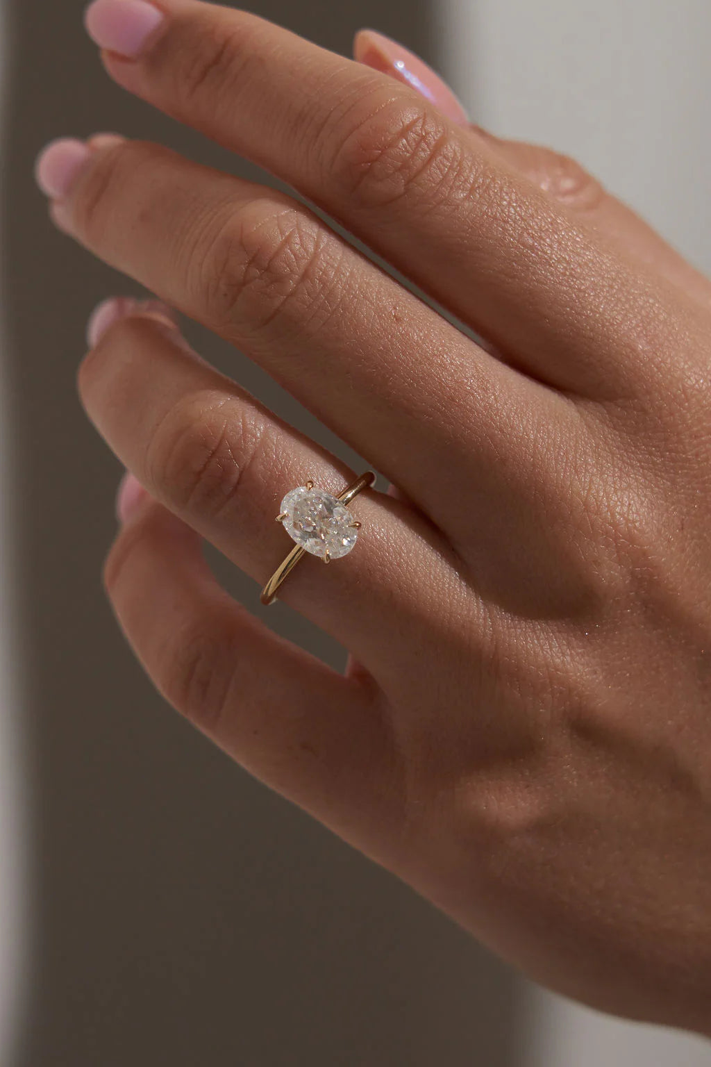 Modern Solitaire Oval Moissanite Gold Engagement Ring