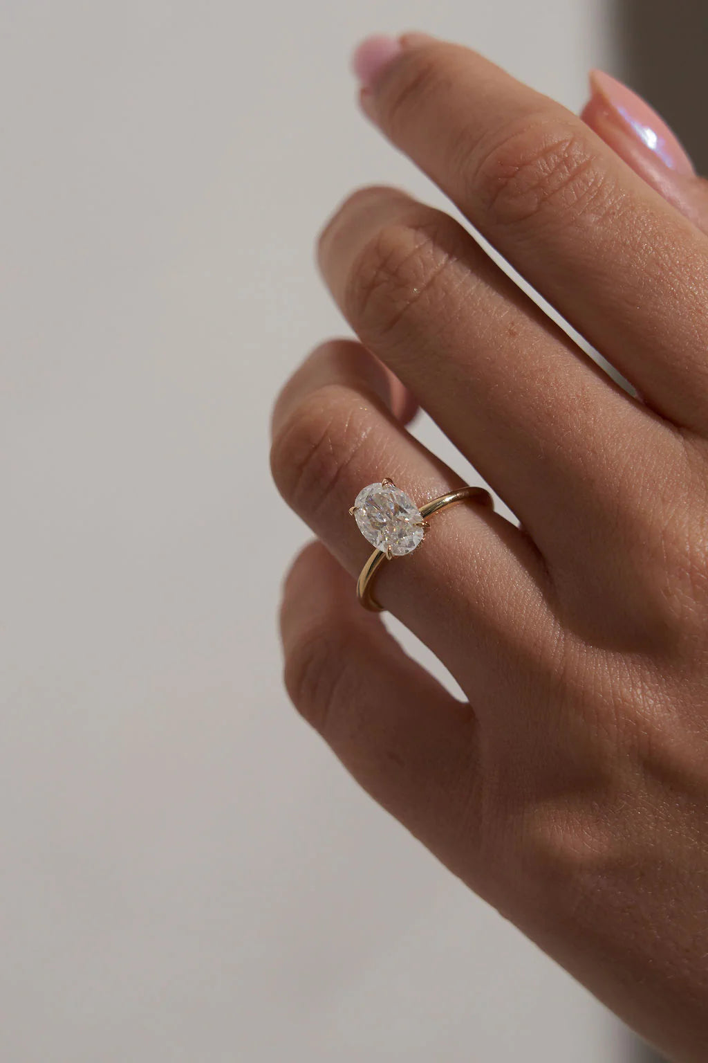 Modern Solitaire Oval Moissanite Gold Engagement Ring