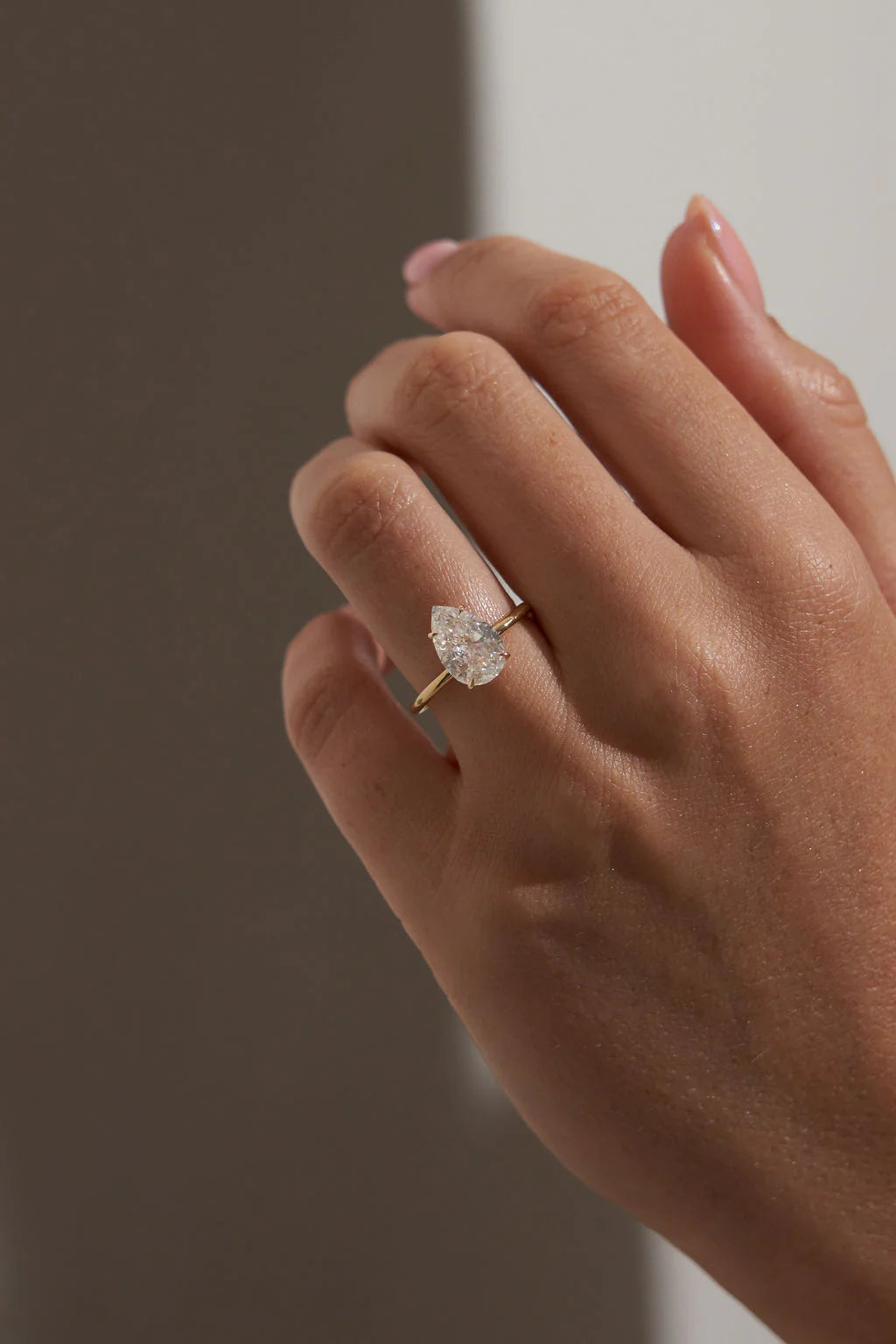 Pear Solitaire Moissanite Engagement Ring