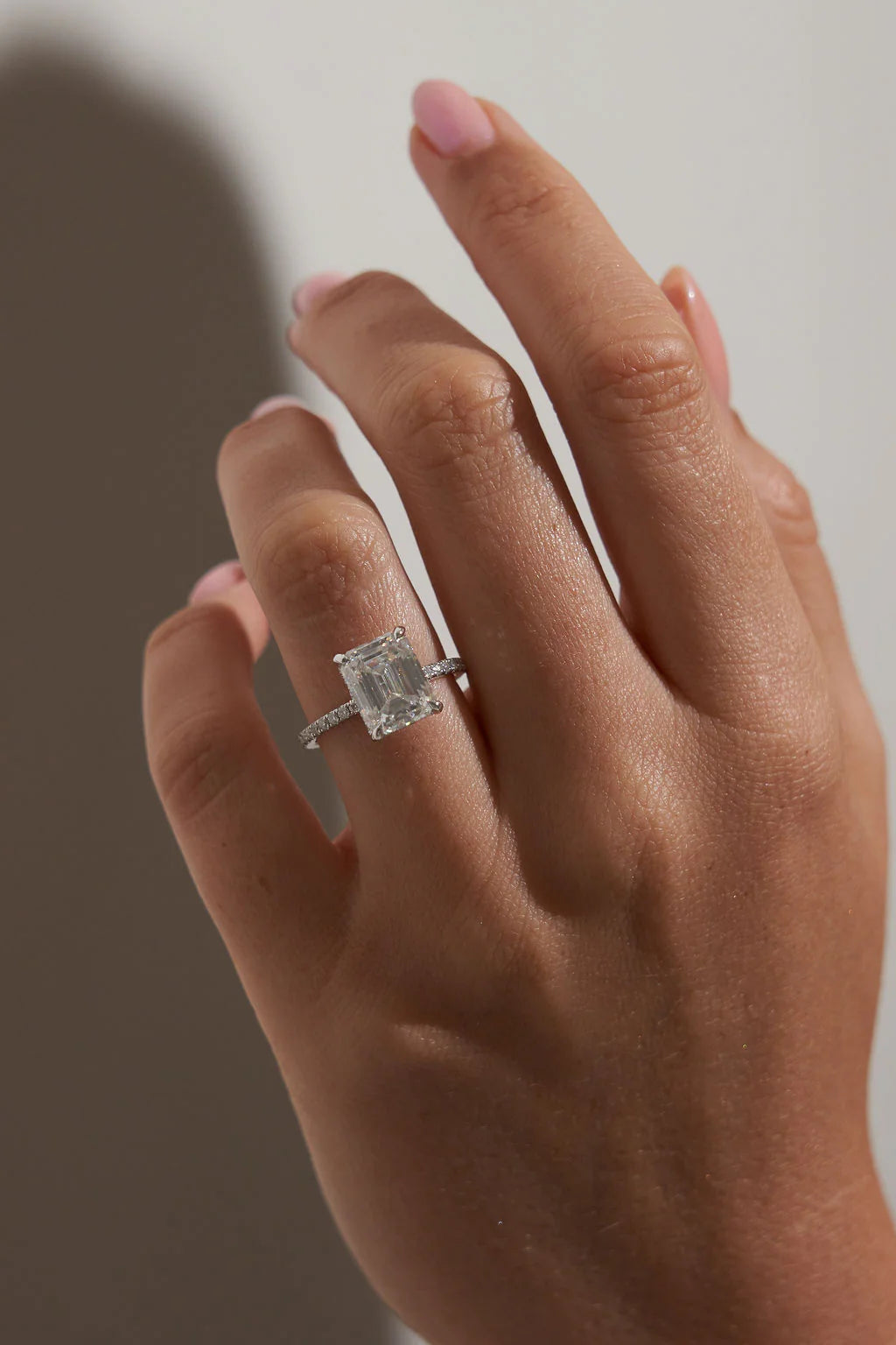Emerald Cut Hidden Halo Moissanite Engagement Ring