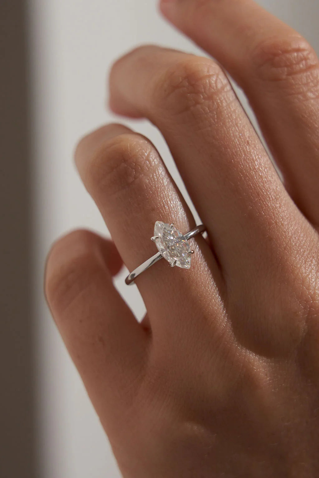 Marquise Solitaire Moissanite Engagement Ring