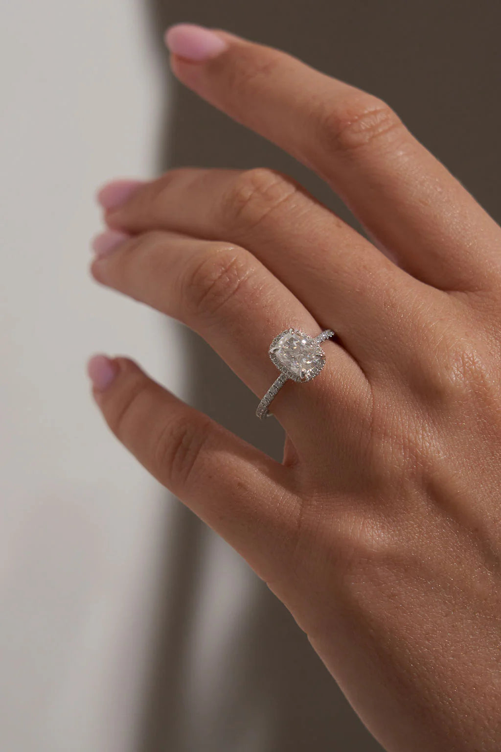 Cushion Halo Moissanite Engagement Ring