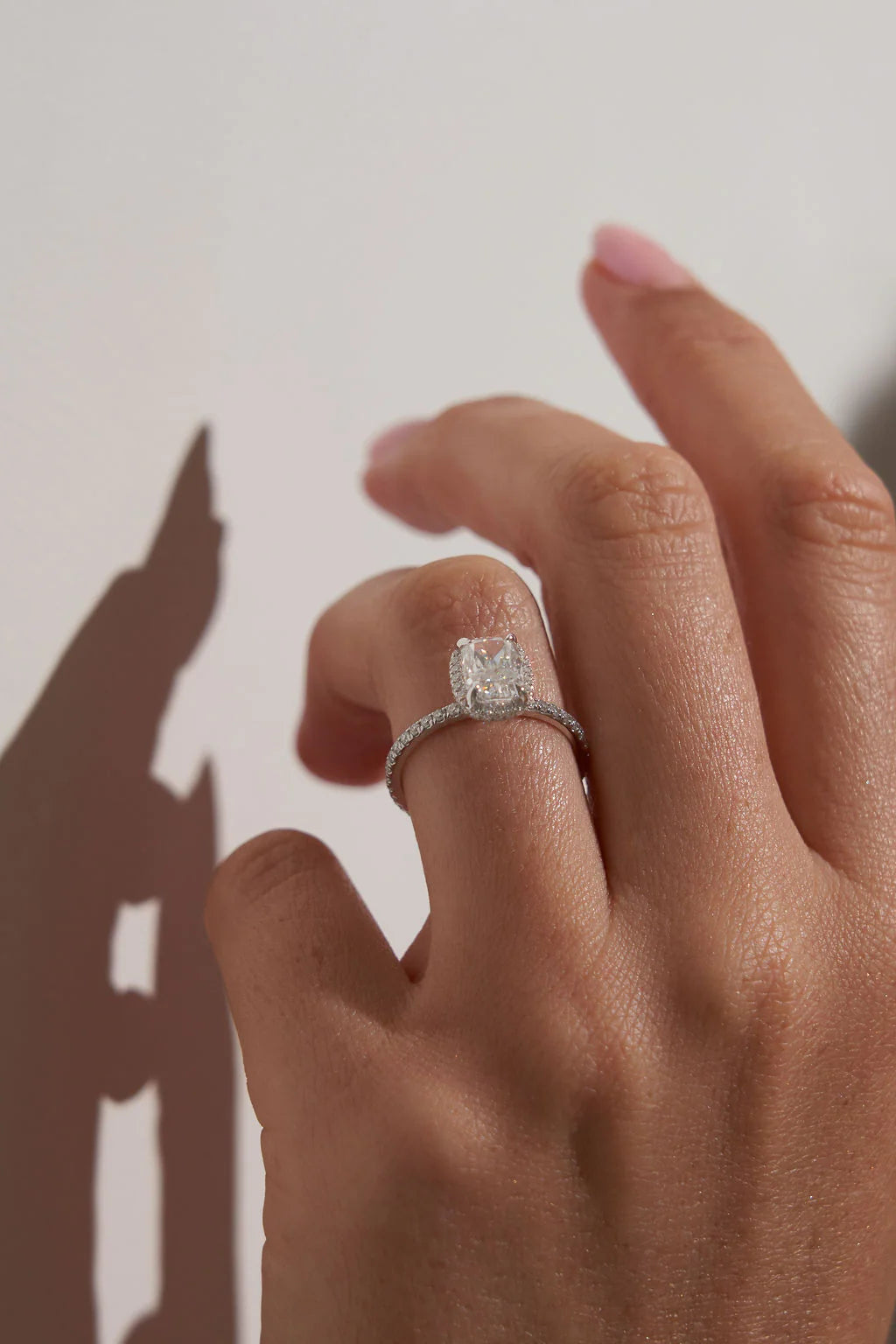 Cushion Halo Moissanite Engagement Ring