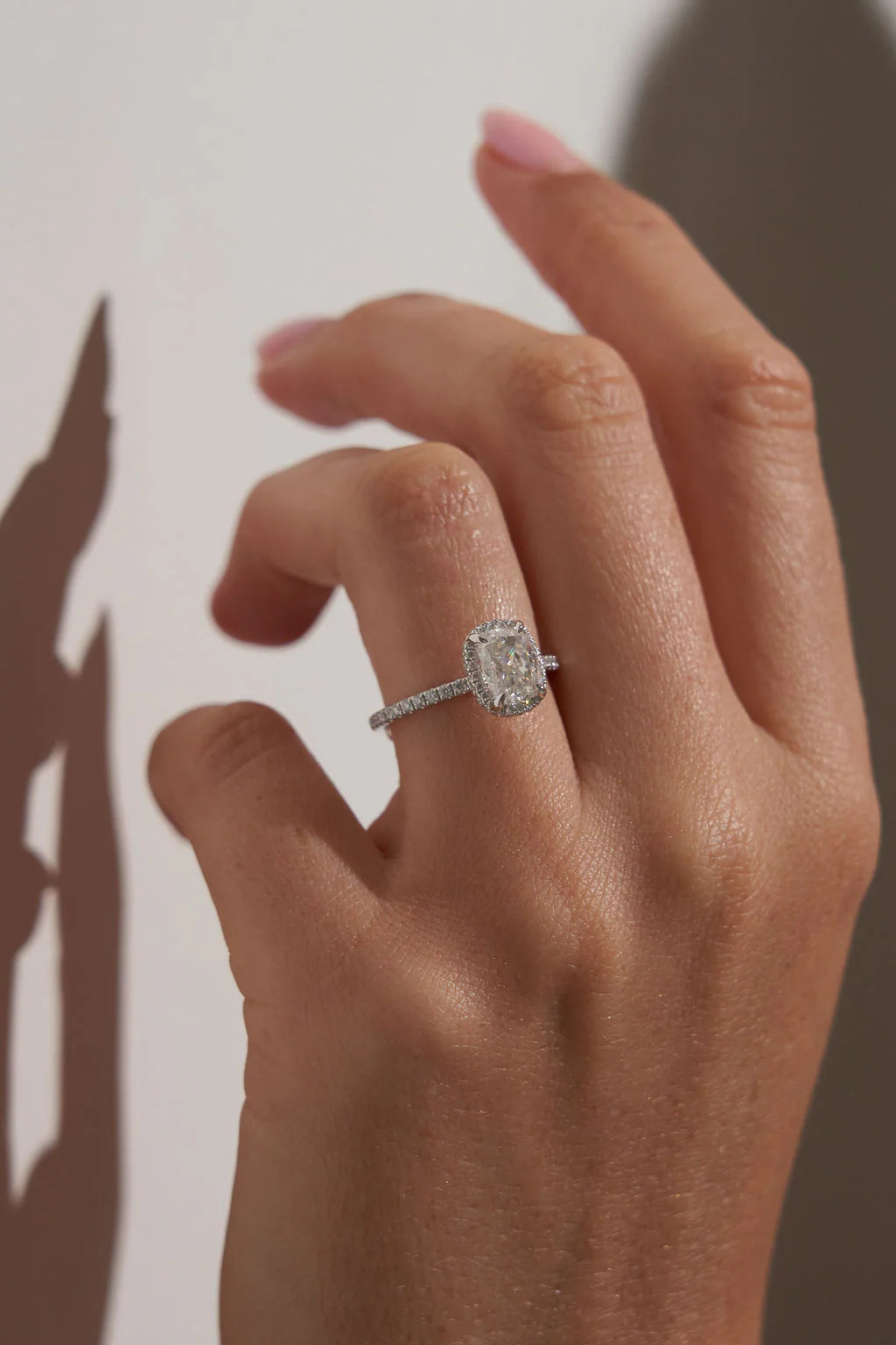 Cushion Halo Moissanite Engagement Ring