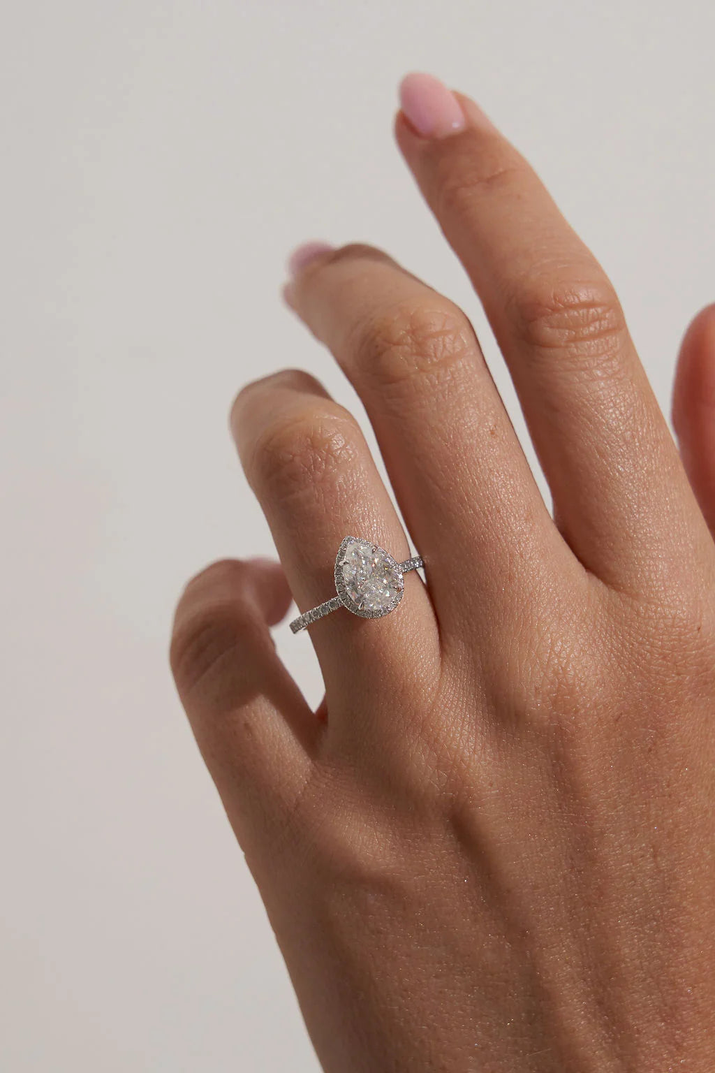 Pear Halo Moissanite Engagement Ring