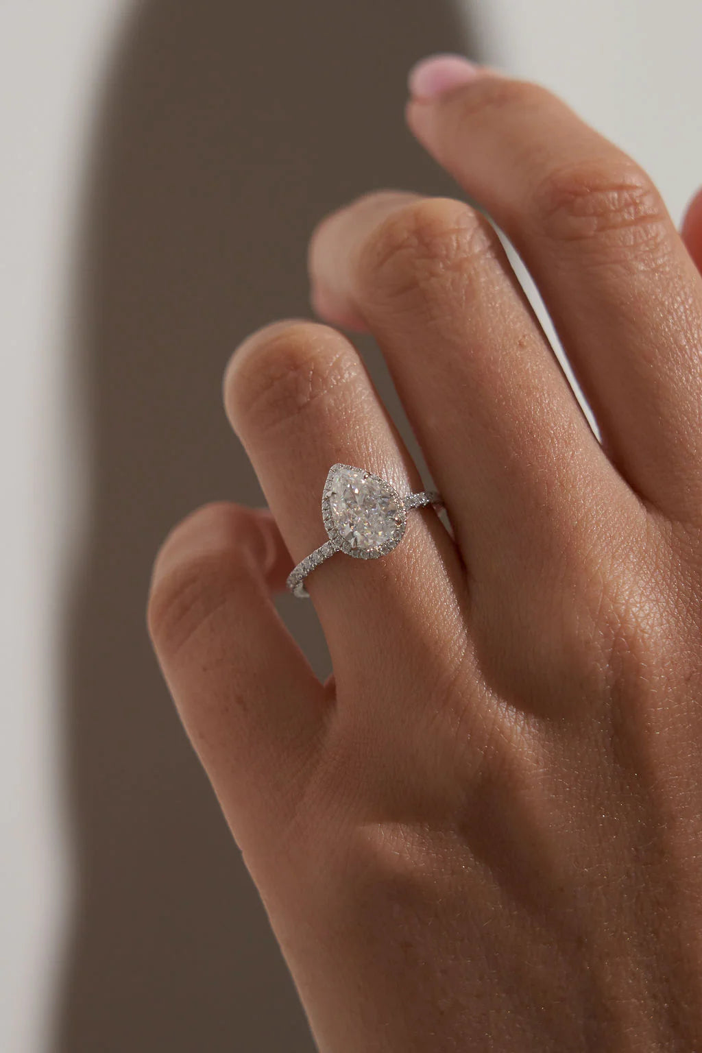 Pear Halo Moissanite Engagement Ring
