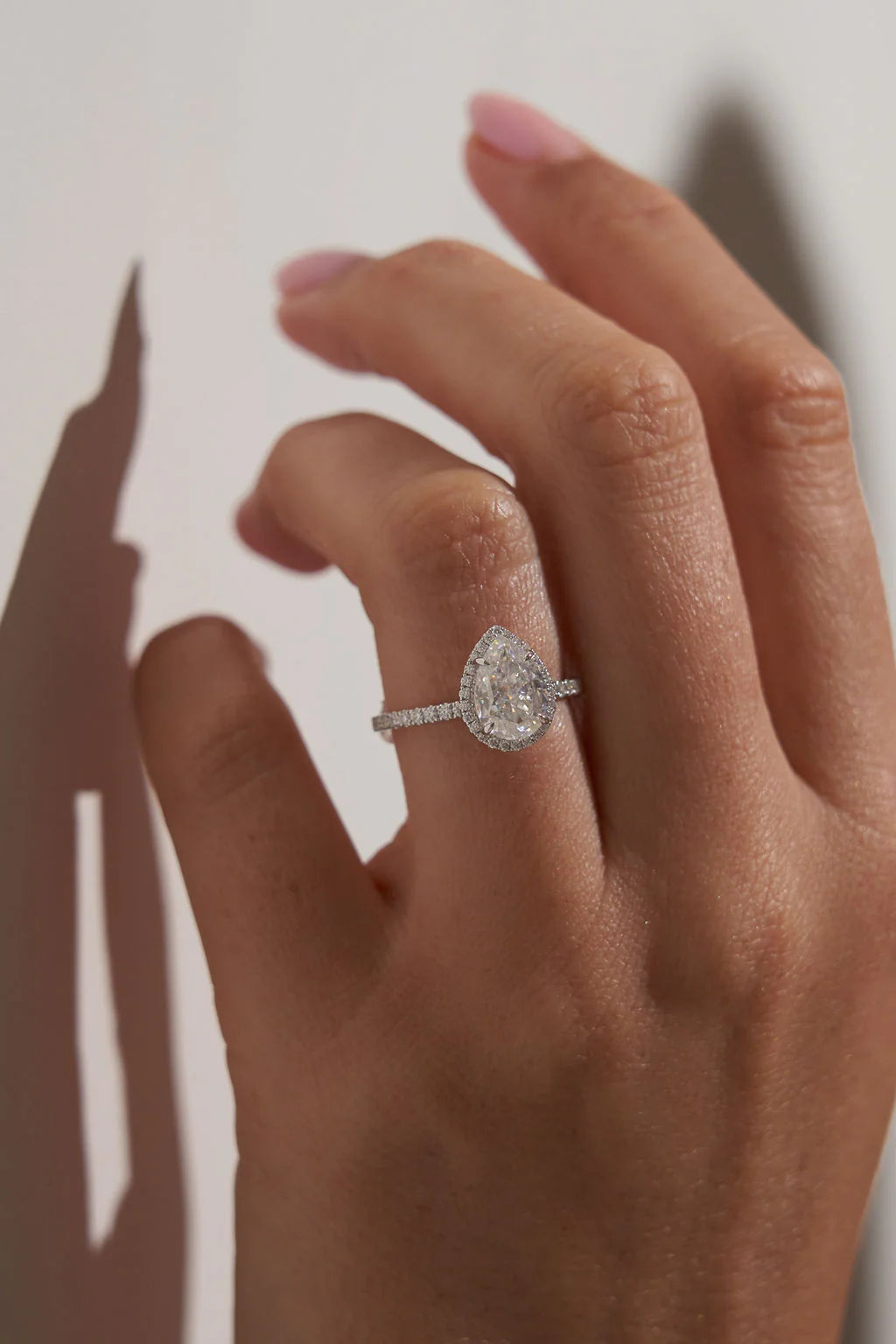 Pear Halo Moissanite Engagement Ring