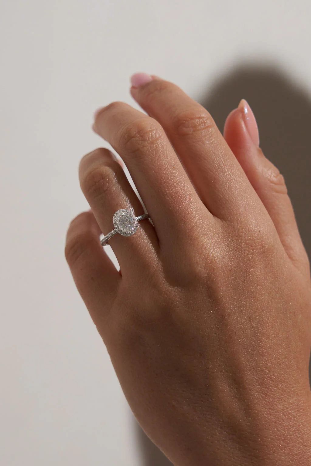 Oval Halo Moissanite Engagement Ring