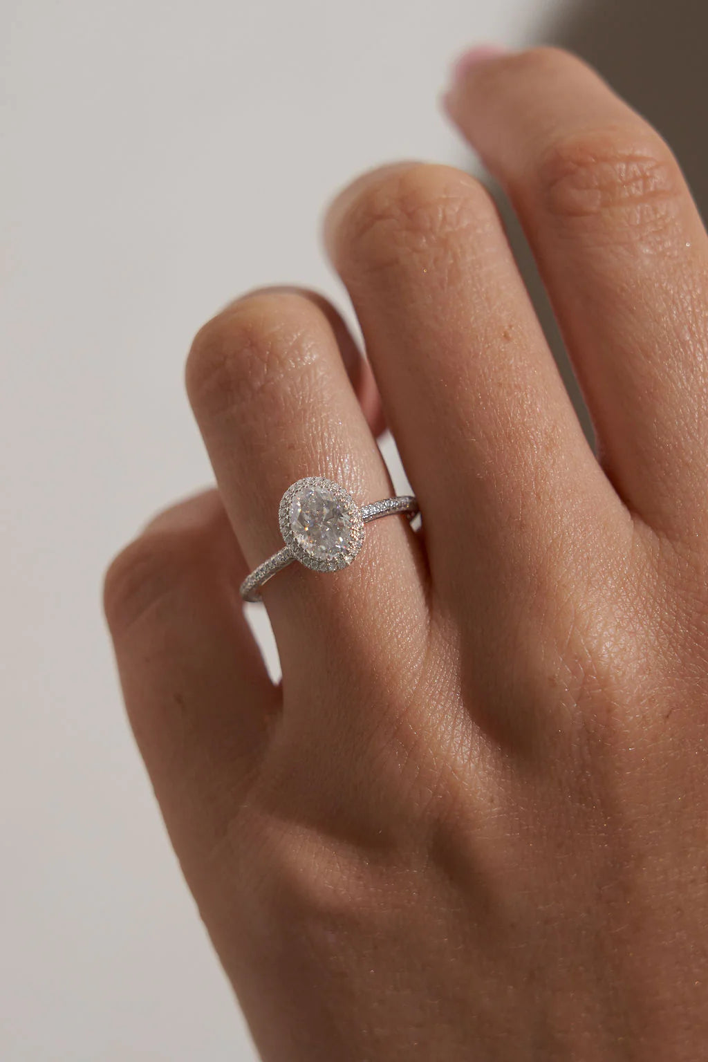 Oval Halo Moissanite Engagement Ring