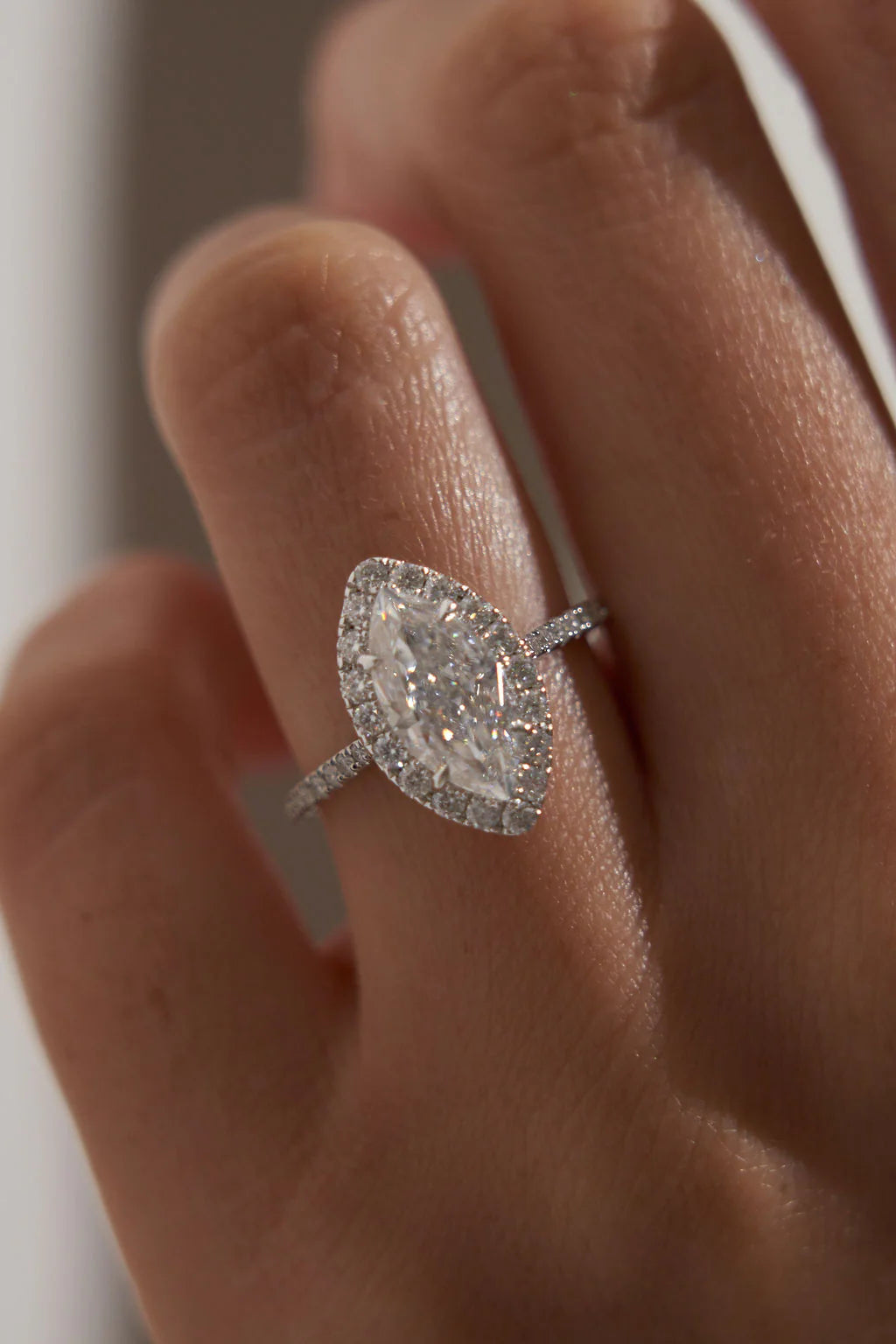 Marquise Halo Moissanite Engagement Ring