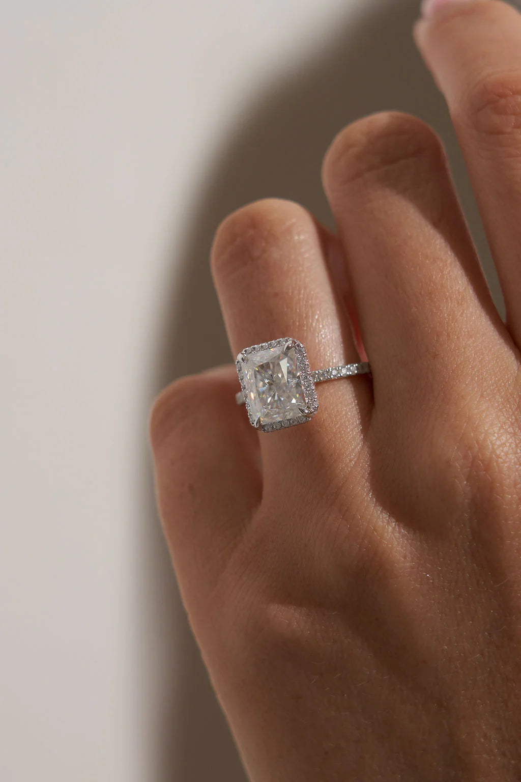 Radiant Halo Mossianite Engagement Ring