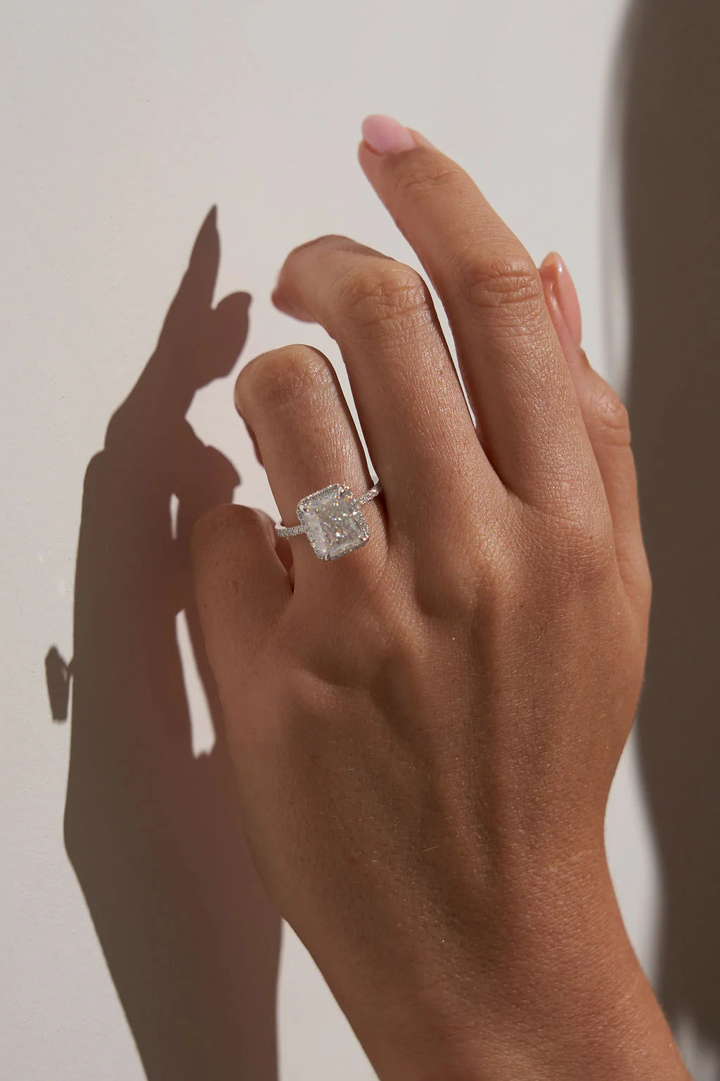 Radiant Halo Mossianite Engagement Ring