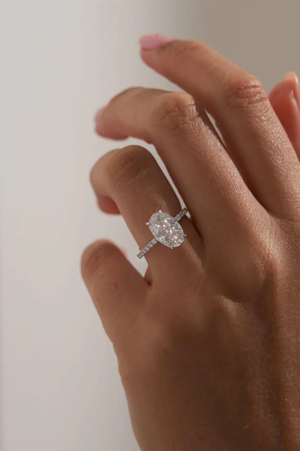 Oval Cut Moissanite Pave Engagement Ring