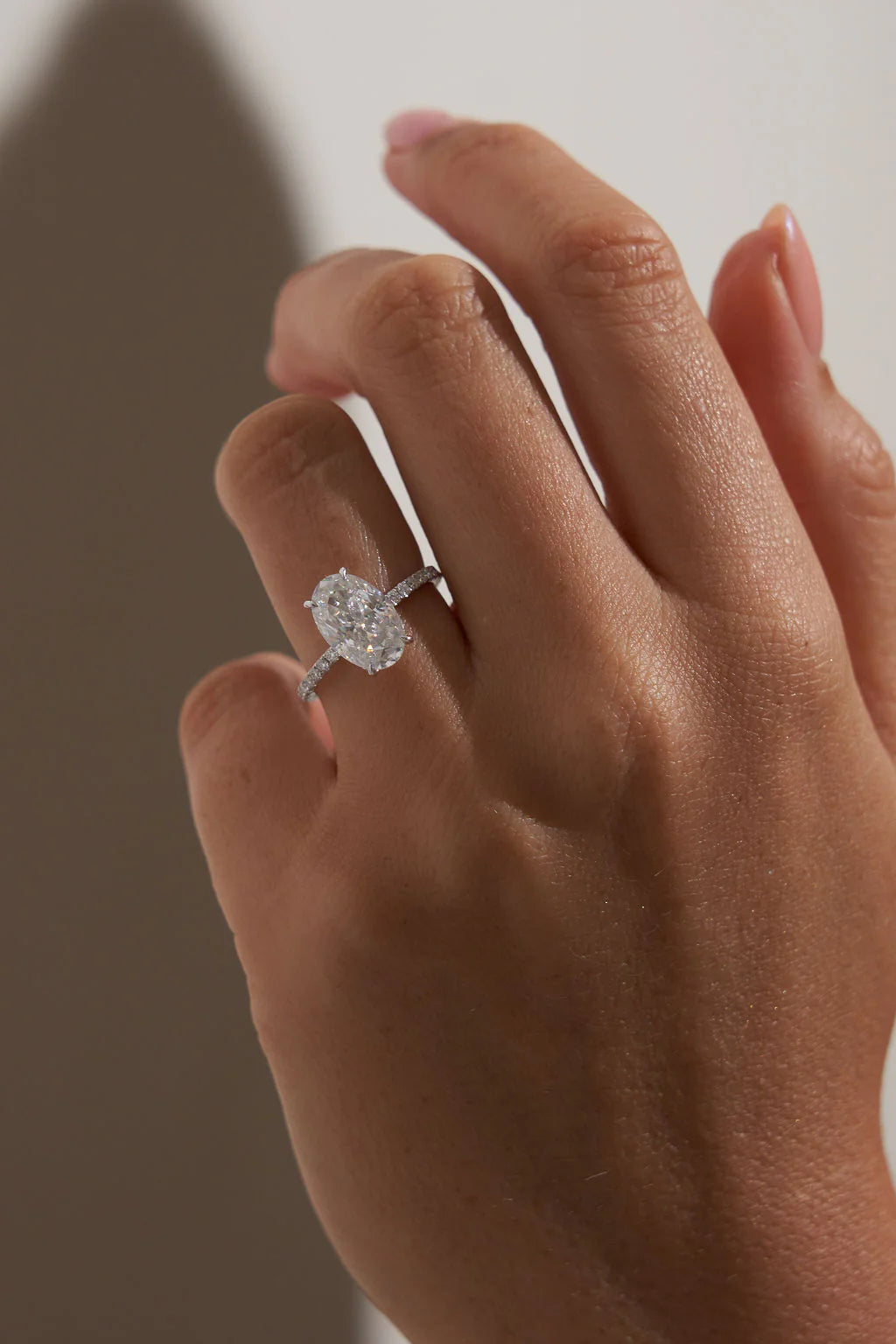 Oval Cut Moissanite Pave Engagement Ring