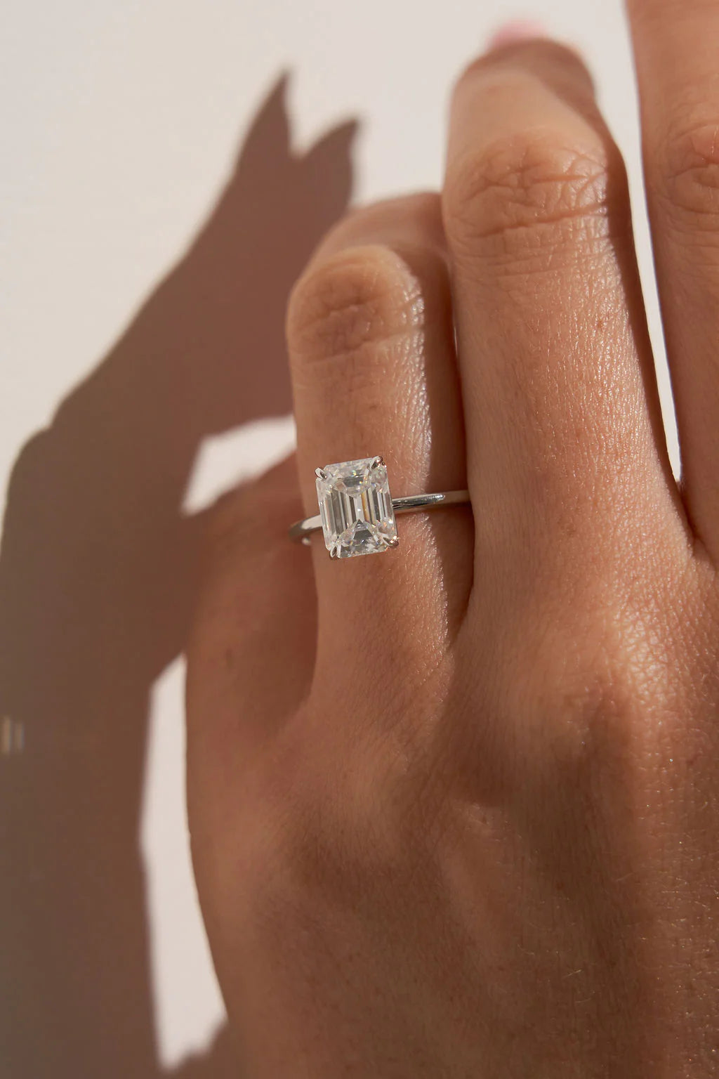 Emerald Cut Moissanite Solitaire Ring