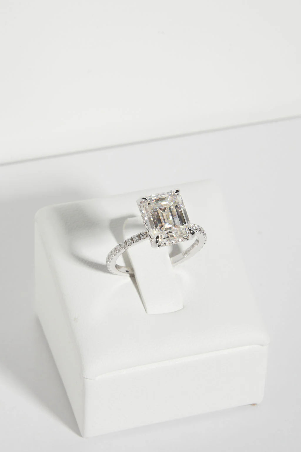Emerald Cut Hidden Halo Moissanite Engagement Ring