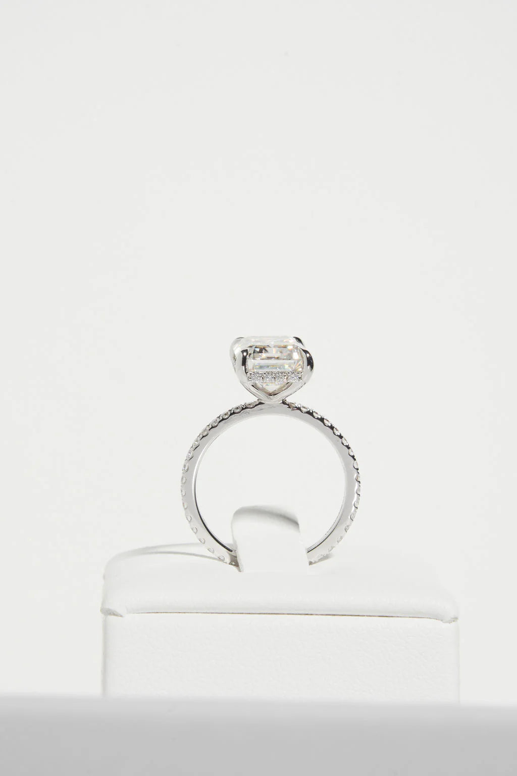 Emerald Cut Hidden Halo Moissanite Engagement Ring