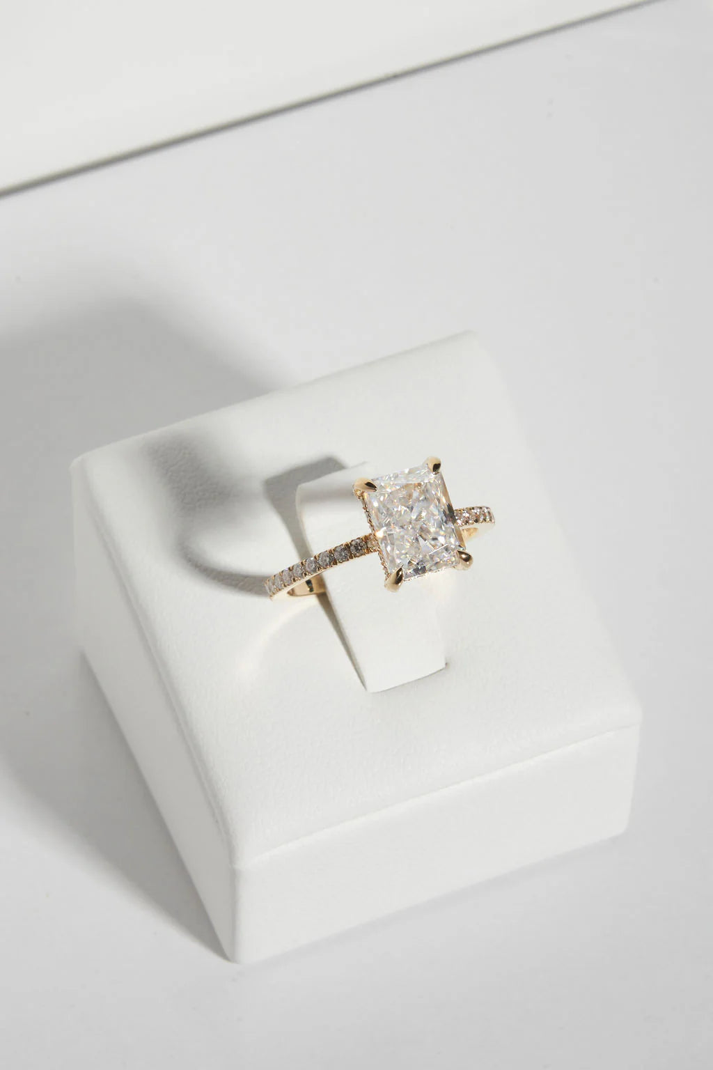 Radiant Cut  Mossianite Pave Engagement Ring