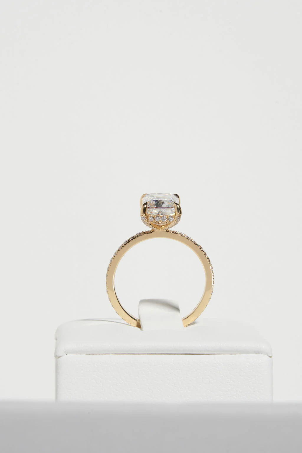 Radiant Cut  Mossianite Pave Engagement Ring