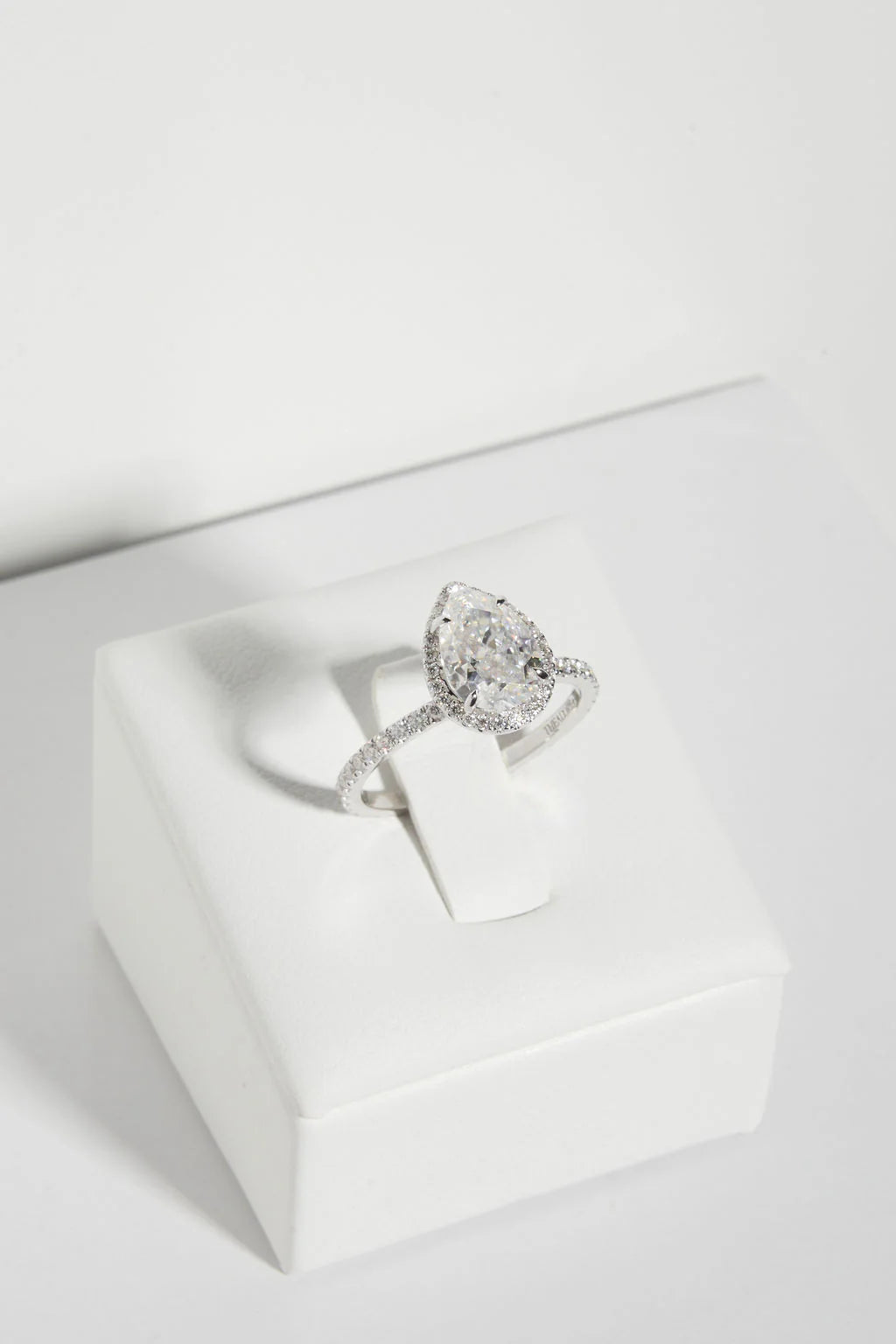 Pear Halo Moissanite Engagement Ring
