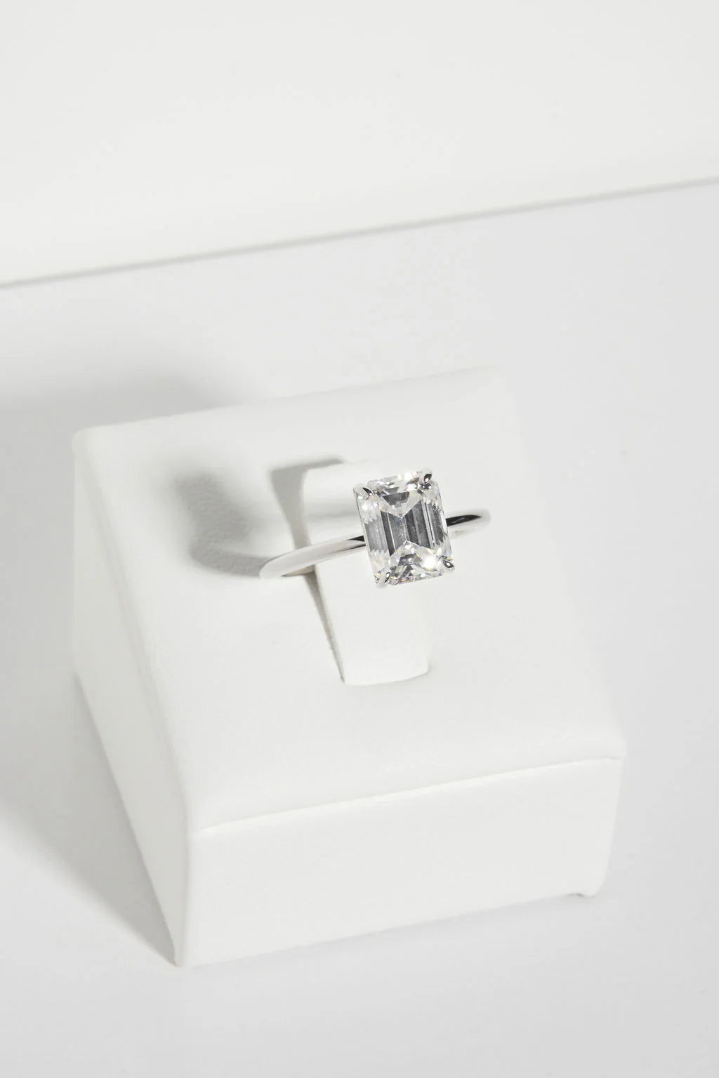 Emerald Cut Moissanite Solitaire Ring